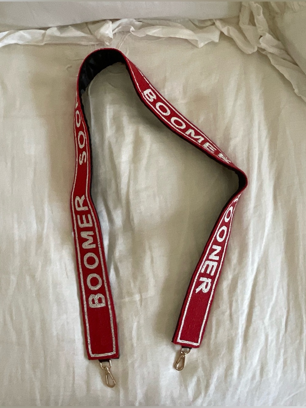 Oklahoma University (OU) Boomer Sooner Red Beaded Purse Strap - NEVER USED - Picture 2 of 3